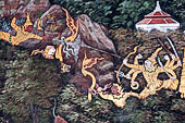 Detail from a mural painting with a 'Ramakien' motif - Thai version of the Indian Ramayana - from the temple complex of the Emerald Buddha, Bangkok (late 18th century) 